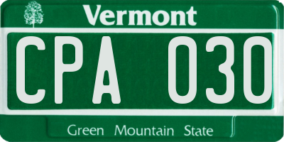 VT license plate CPA030
