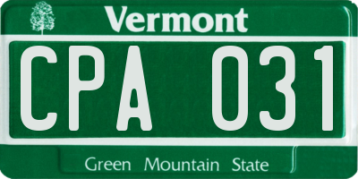 VT license plate CPA031
