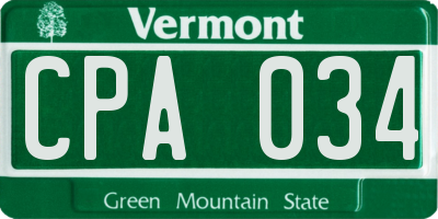 VT license plate CPA034