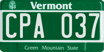 VT license plate CPA037