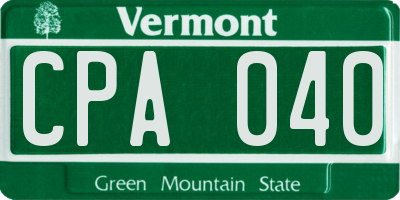 VT license plate CPA040