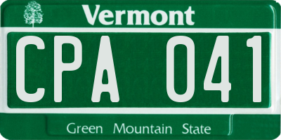 VT license plate CPA041