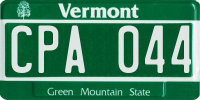 VT license plate CPA044