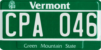 VT license plate CPA046