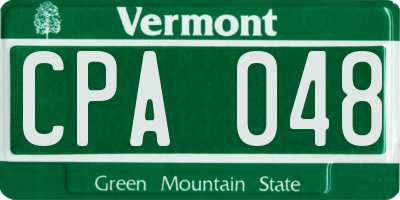 VT license plate CPA048
