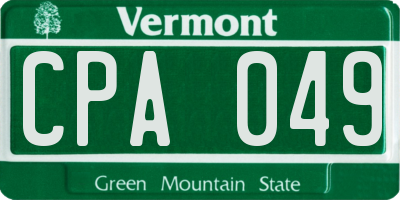 VT license plate CPA049