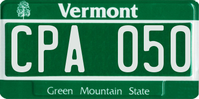 VT license plate CPA050