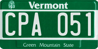 VT license plate CPA051