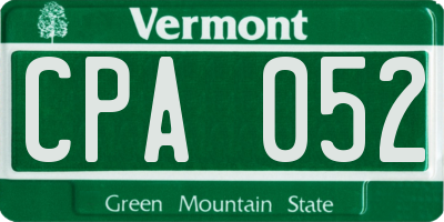 VT license plate CPA052
