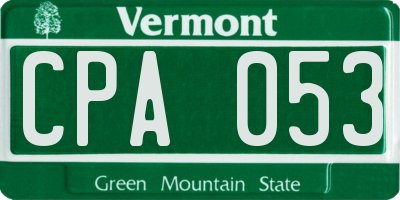 VT license plate CPA053