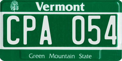 VT license plate CPA054