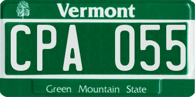 VT license plate CPA055