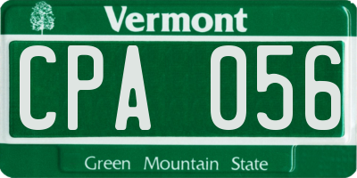 VT license plate CPA056