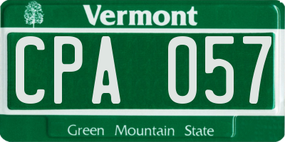 VT license plate CPA057