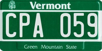 VT license plate CPA059