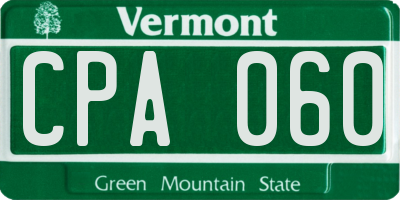 VT license plate CPA060