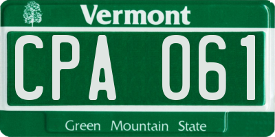 VT license plate CPA061