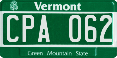 VT license plate CPA062