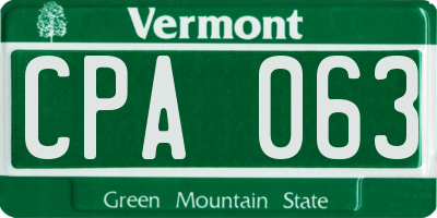 VT license plate CPA063