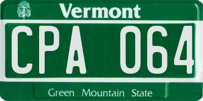 VT license plate CPA064