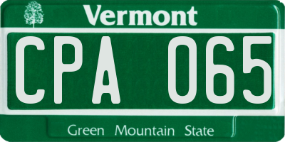 VT license plate CPA065
