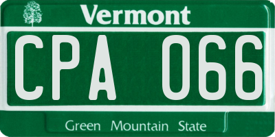 VT license plate CPA066