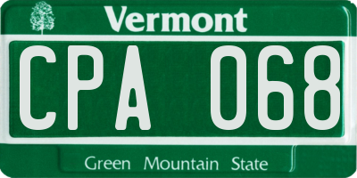 VT license plate CPA068