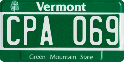 VT license plate CPA069