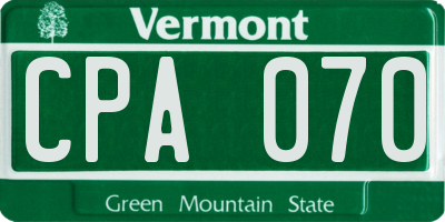 VT license plate CPA070