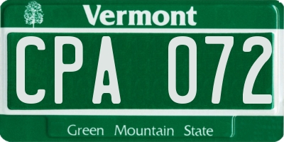 VT license plate CPA072