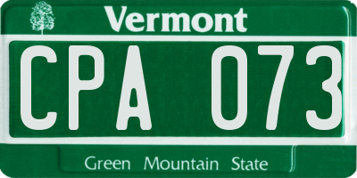 VT license plate CPA073