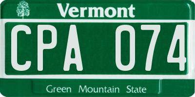 VT license plate CPA074