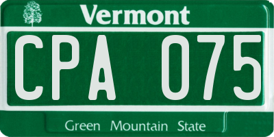 VT license plate CPA075