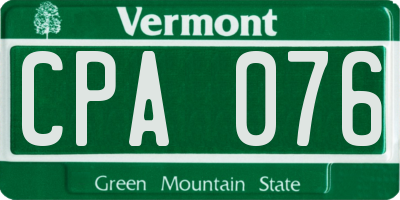VT license plate CPA076