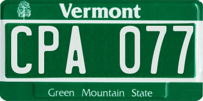 VT license plate CPA077