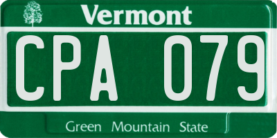 VT license plate CPA079