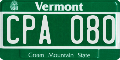 VT license plate CPA080