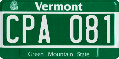 VT license plate CPA081