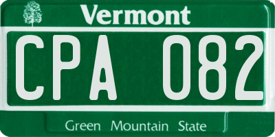 VT license plate CPA082
