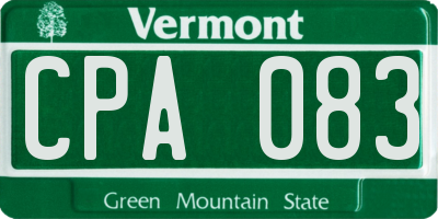 VT license plate CPA083