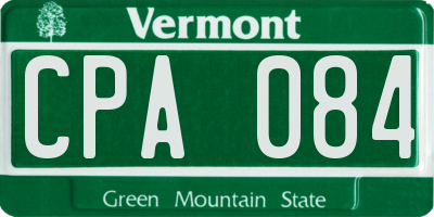 VT license plate CPA084