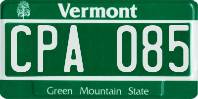VT license plate CPA085