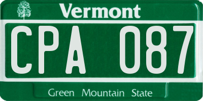 VT license plate CPA087