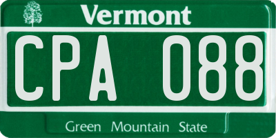 VT license plate CPA088