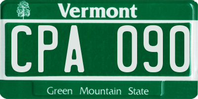 VT license plate CPA090