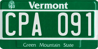 VT license plate CPA091