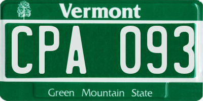 VT license plate CPA093