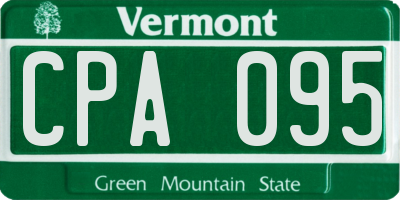 VT license plate CPA095