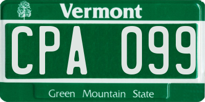 VT license plate CPA099