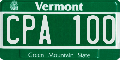 VT license plate CPA100